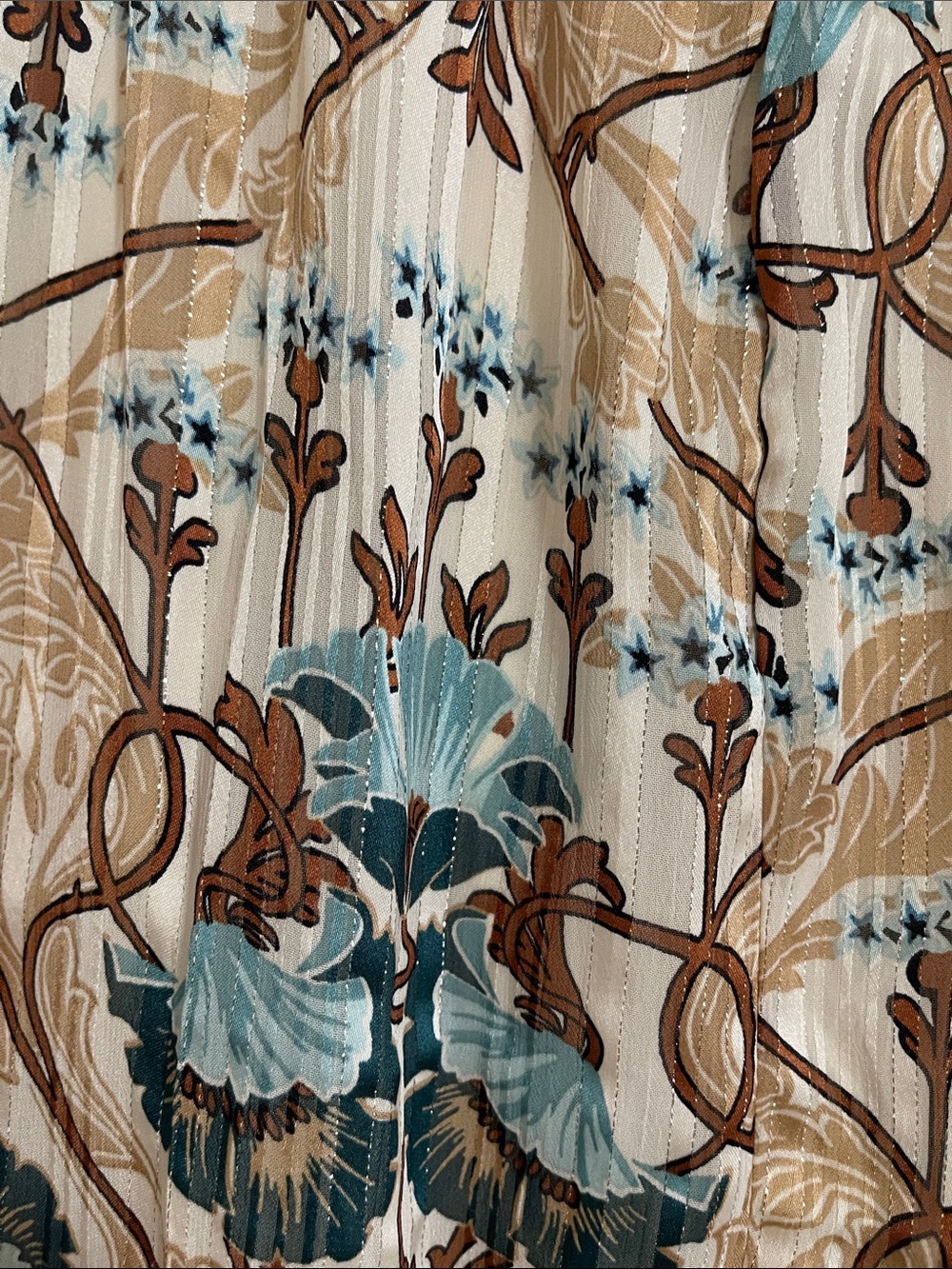 LOFT Cream Maxi Skirt with Teal and Brown Floral Print - Picture 4 of 7